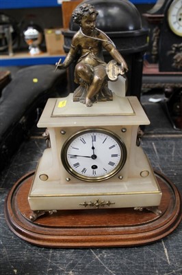 Lot 3523 - 19th Century French alabaster mantel clock