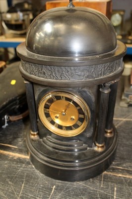 Lot 3521 - Victorian Black Slate Mantel clock in architectural case.