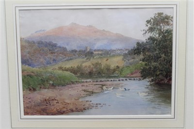 Lot 56 - Albert Kinsley (1852-1945) two watercolours - landscapes, signed, in glazed gilt frames, 24.5cm x 36.5cm and 23cm x 32cm