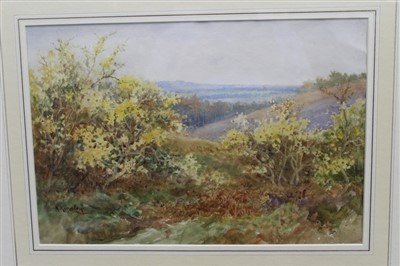 Lot 56 - Albert Kinsley (1852-1945) two watercolours - landscapes, signed, in glazed gilt frames, 24.5cm x 36.5cm and 23cm x 32cm