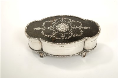 Lot 331 - Edwardian silver trinket box of shaped oval form (Birmingham 1910)