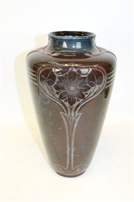 Lot 2029 - Edwardian Royal Worcester art nouveau Sabrina ware vase with mottled glazed tapered body, date code circa 1906, 32cm high