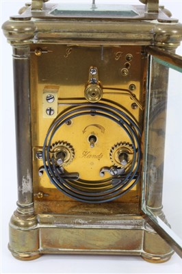 Lot 1255 - Late 19th / early 20th century carriage clock, signed 'Last Paris'