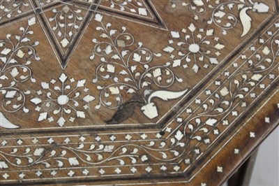 Lot 1355 - 19th Century Anglo Indian octagonal folding table (Hoshiarpur) with ivory inlaid decoration