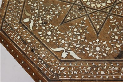 Lot 1355 - 19th Century Anglo Indian octagonal folding table (Hoshiarpur) with ivory inlaid decoration