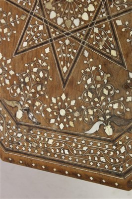 Lot 1355 - 19th Century Anglo Indian octagonal folding table (Hoshiarpur) with ivory inlaid decoration