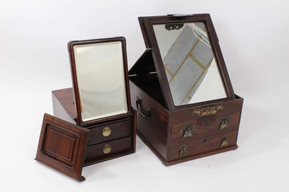 Lot 727 - Antique Chinese travelling vanity case and another similar