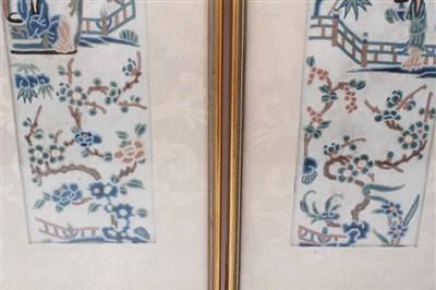 Lot 601 - Pair of early 20th century Chinese embroidered silk sleeve panels