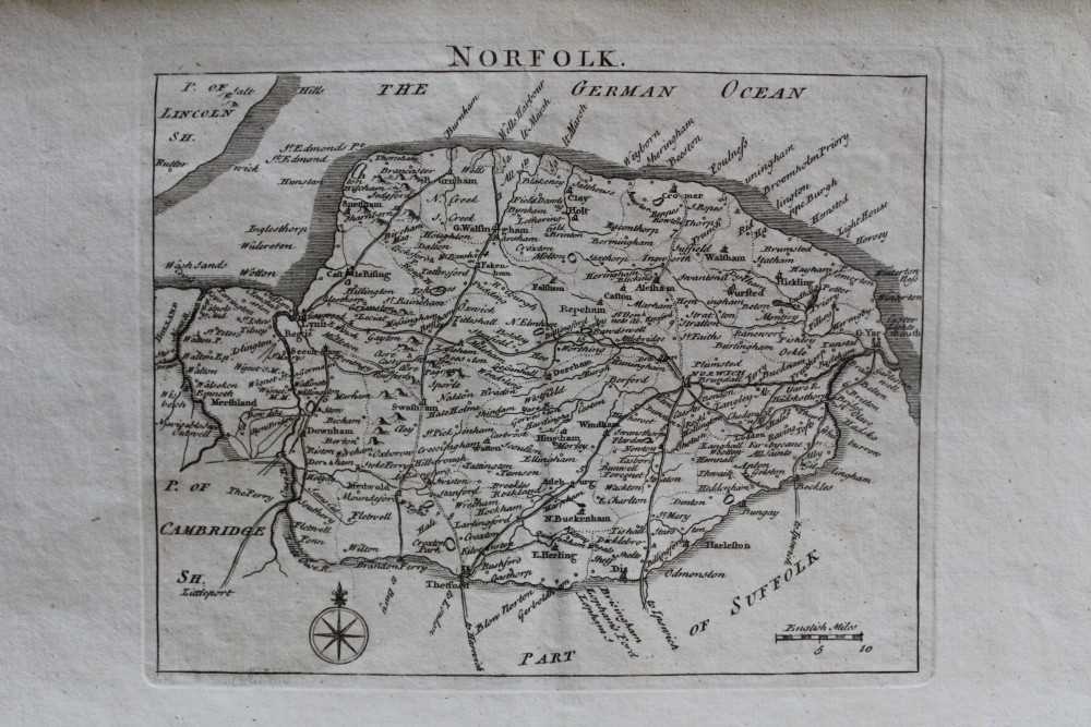 Lot 1204 - Five antique engraved maps of Norfolk by Kitchin, Fullarton, Walker and Teesdale and one other