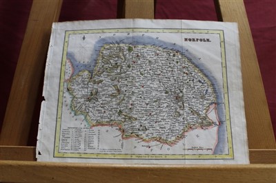 Lot 1204 - Five antique engraved maps of Norfolk by Kitchin, Fullarton, Walker and Teesdale and one other