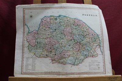 Lot 1204 - Five antique engraved maps of Norfolk by Kitchin, Fullarton, Walker and Teesdale and one other