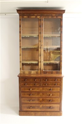 Lot 1353 - Victorian flamed Mahogany bookcase on chest by Merryweather & Son, London