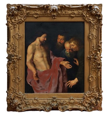 Lot 1325 - 18th/19th century Continental school oil on canvas - Christ and three attendants, in gilt frame, 60cm x 50cm