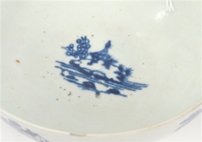 Lot 33 - Two 18th century Worcester blue and white bowls and white sparrow-beak jug