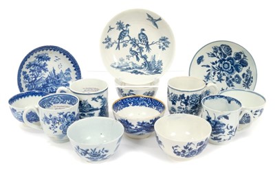 Lot 34 - Collection of 18th century Worcester blue and white tea and coffee wares