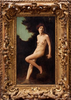 Lot 1043 - Aristide Barre (1840-1922) oil on panel - female nude