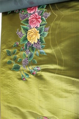 Lot 3054 - Victorian hand painted silk satin panel