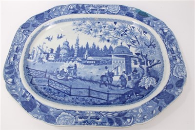 Lot 42 - 19th century Ridgway blue and white ashet and another