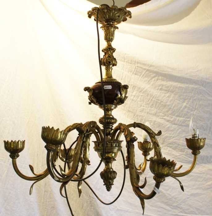 Lot 1468 - Impressive gilt and marble chandelier