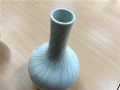 Lot 52 - Pair Chinese Qing crackle glazed blanc-de-chine bottle vases