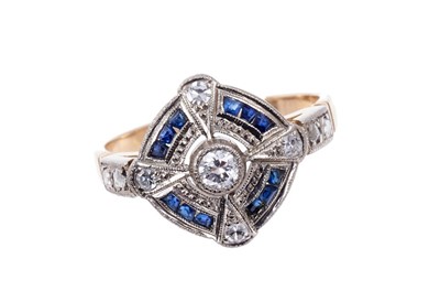 Lot 417 - Art Deco-style sapphire and diamond ring