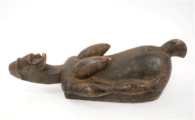 Lot 853 - Antique African fetish ceremonial vessel, carved in the form of an hermaphrodite