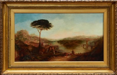 Lot 962 - After J. M. Turner, late 19th century oil on canvas - Ehrenbreitstein, initialled, in gilt frame, 50cm x 90cm