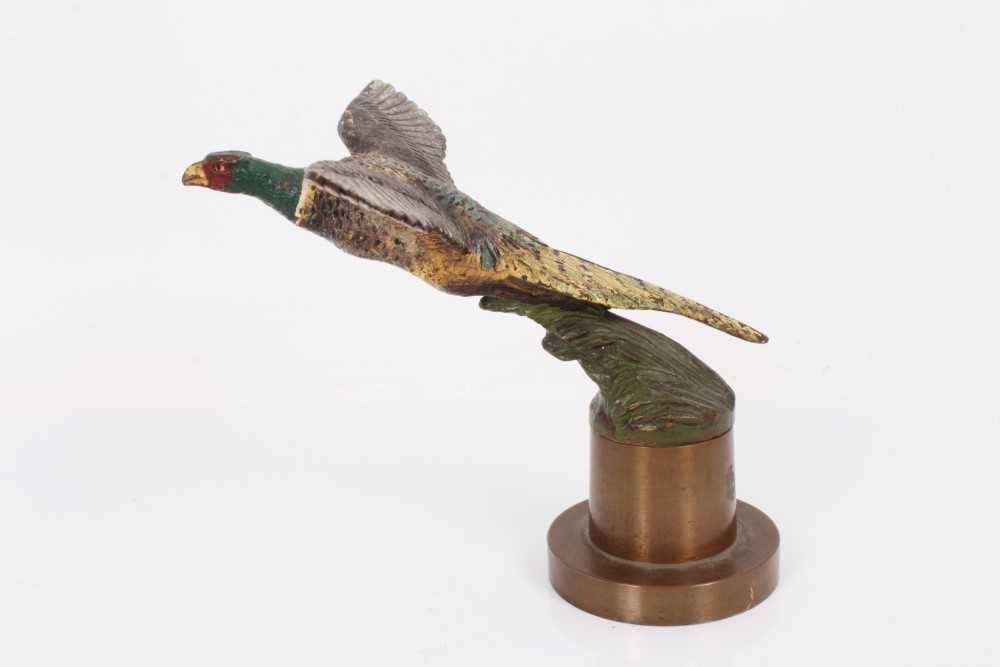 Lot 2961 - Cold-painted bronze car mascot / paperweight in the form of a flying pheasant