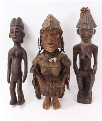 Lot 720 - Yoruba tribe fertility figure and two other female fertility figures