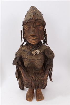 Lot 720 - Yoruba tribe fertility figure and two other female fertility figures
