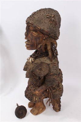 Lot 720 - Yoruba tribe fertility figure and two other female fertility figures