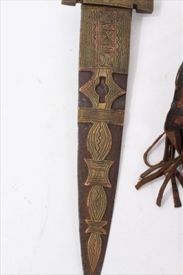 Lot 3778 - Fijian tribal throwing club or knobkerrie, 36cm long, together with ornamental tribal presentation knife and sheath