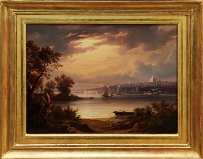 Lot 976 - Edouard Auguste Nousveaux (1811-1867) oil on canvas - view of Istanbul across the Bosphorus, signed and dated 1860, in gilt frame, 53.5cm x 73cm