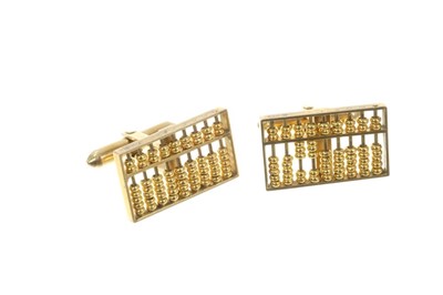 Lot 451 - Pair of 14ct gold novelty cufflinks in the form of an abacus