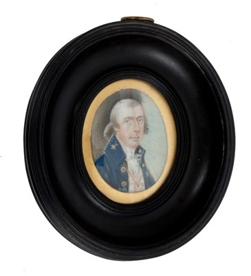 Lot 743 - Early 19th century portrait miniature on ivory of Thomas Goble, Naval Officer & Secretary to Nelson