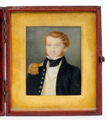 Lot 759 - Unusual 19th century portrait miniature of Naval Officer traditionally identified as George Parsons