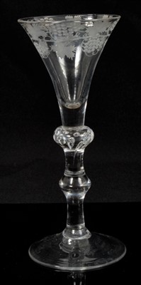 Lot 83 - 18th century wine glass with vine engraved trumpet bowl
