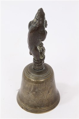 Lot 632 - 19th century Japanese bronze bell, signed