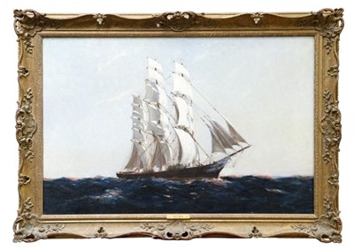 Lot 1087 - Arthur John Trevor Briscoe (1873 - 1943), oil on canvas - The Cutty Sark under full sail