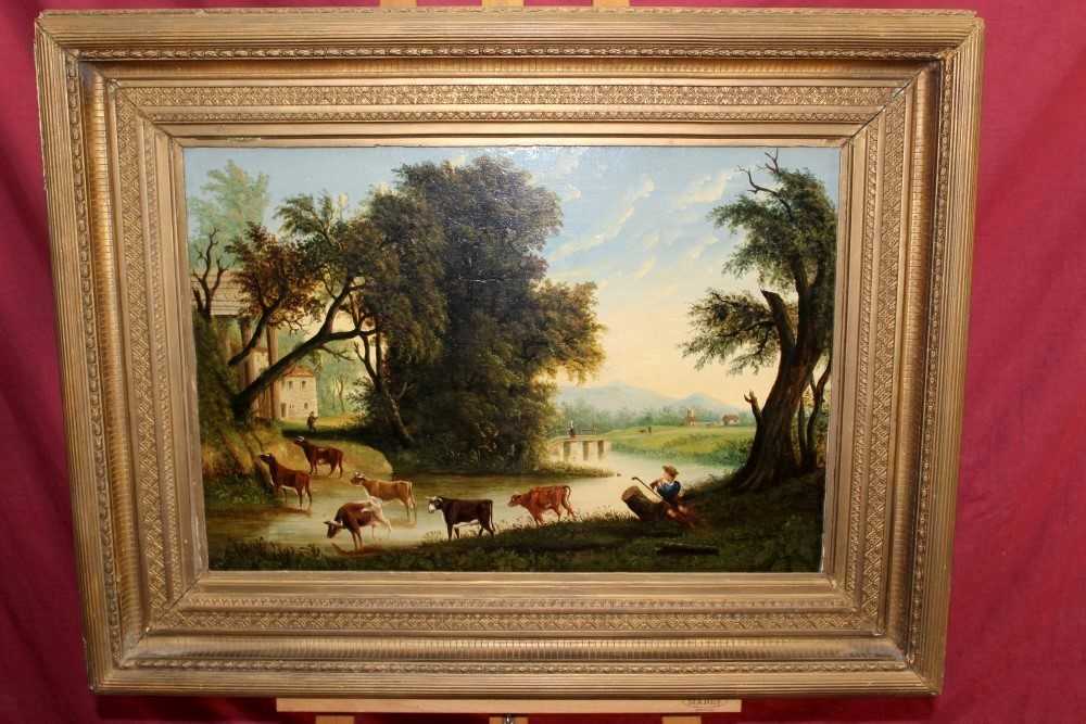 Lot 1375 - Follower of Claude Lorrain, 19th century oil on canvas