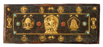 Lot 796 - Rare 18th / 19th century Tibetan bronze and parcel gilt erotic panel