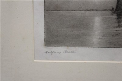 Lot 57 - Charles Henry Baskett (1872-1953) signed aquatint - Halfway Reach, in glazed frame, 16cm x 29cm