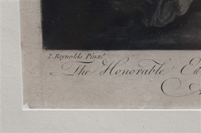 Lot 1199 - J. Reynolds 18th century mezzotint by J. McArdell - portrait of The Honourable Edward Boscawen, Admiral of the Blue Squadron of His Majesty’s Fleet, 1758, in glazed frame, 52cm x 37cm