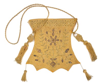 Lot 641 - Early 19th century Tibetan gold stitched purse