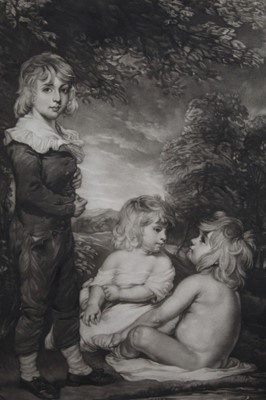 Lot 974 - John Hoppner late 18th century mezzotint by James Ward - The Hoppner Children Bathing, 1799, proof before lettering, in glazed frame, 54cm x 44cm