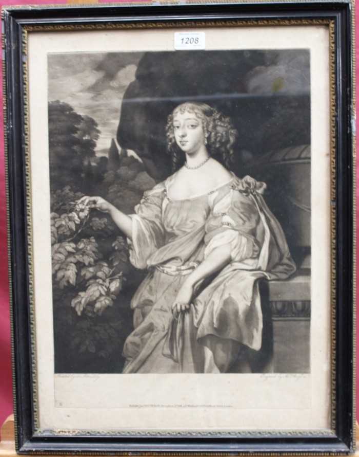 Lot 1208 - Sir Peter Lely group of four 18th century mezzotints by Thomas Watson - portraits form the Beauties of Windsor, Frances Duchess of Richmond, Barbara Duchess of Cleveland, Henrietta Countess of Roch...