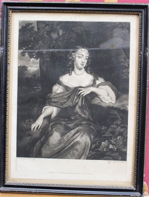 Lot 1208 - Sir Peter Lely group of four 18th century mezzotints by Thomas Watson - portraits form the Beauties of Windsor, Frances Duchess of Richmond, Barbara Duchess of Cleveland, Henrietta Countess of Roch...