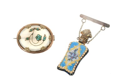 Lot 502 - 19th Century continental enamel scent bottle and a Victorian brooch