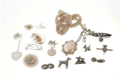 Lot 506 - Victorian silver necklace and quantity of silver  and white metal jewellery