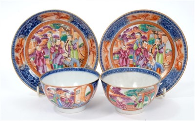 Lot 143 - Pair of 18th century Chinese export tea bowls and saucers